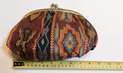 Vtg Clutch Purse Handbag Clasp Kiss Lock Aztec Design Made In Italy Makeup Bag • $25