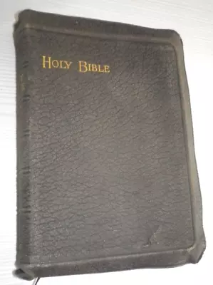 Antique  1917 Leather Bound HOLY BIBLE Old And New Testaments • £4.99