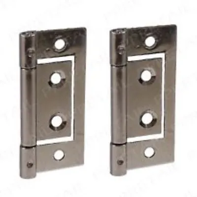 2 X Polished Chrome Flush Door Cabinet Cupboard Hinges 50mm 2  Inch • £3.49