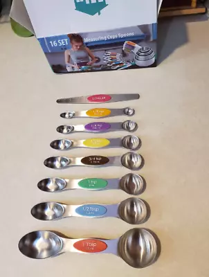 Stackable Measuring Cups And Magnetic Measuring Spoons 16 Pcs Set  | Multicolor • $29.99