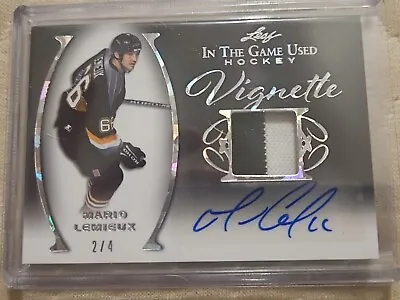 2/4! Mario Lemieux - Vignette (silver Pattern). Auto. #v-ml1. In The Game Used. • $250