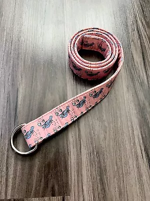 Vineyard Vines Quilted Cotton D-Ring Belt Pink With Blue Lobsters Unisex Size L • $21