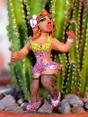 #8 Party Girl Tiny Clay Figure By Leticia Aguilar Ocotlan Mexico Folk Art Oaxaca • $18.50