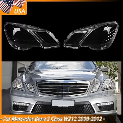 Pair Headlight Lens Cover For Mercedes-Benz E Class W212 E350 E500 E63 AMG 09-12 • $82.99