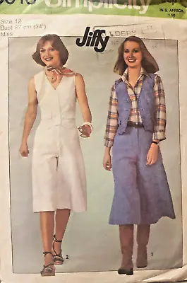 Vintage Sewing Pattern**Ladies Culottes/Pantskirt & Fitted Waistcoat**Size 12 • £3.29
