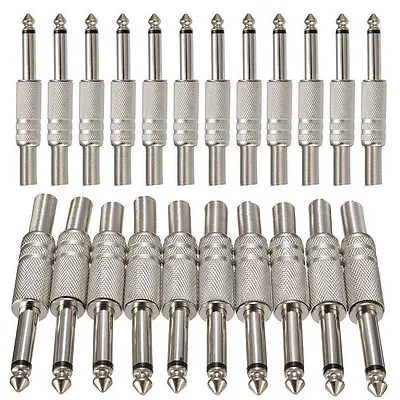 20pcs 1/4  6.35mm Male Mono Monaural Audio Cable Jack Connector Plug Adapter • $10.90