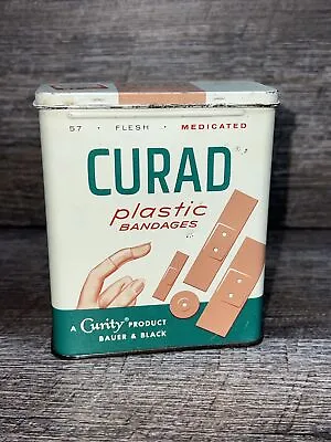 Curity Curad Medicated Plastic Bandage Tin Vintage • $11.25