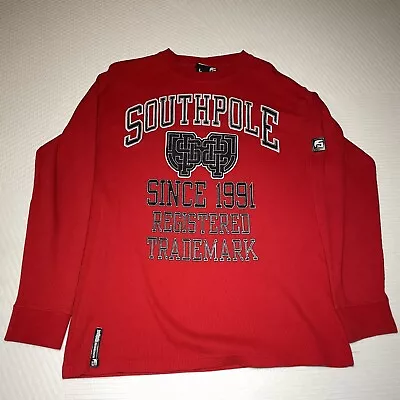 South Pole Tshirt Adult Large Long Sleeve Red Long Sleeve Waffle Thermal Shirt • $18