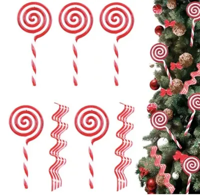 19 Peace Christmas Tree Candy Cane Red & White Hanging Lollipop Decoration • £3.50