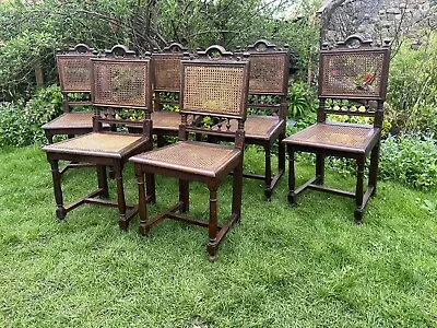 Set Of 6 French Bergere Antique Cane Dining Chairs • £220