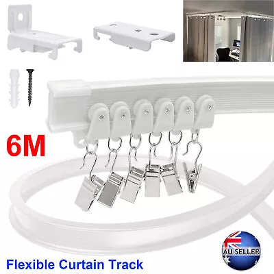 6M Flexible Caravan Curtain Track Bendable Straight Window Ceiling Slide Rail AU • $31.29