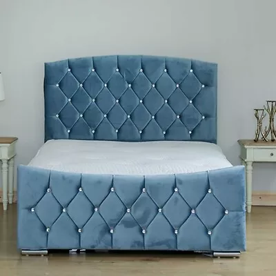 New Half Moon Upholstered Sleigh Bed Frame All Sizes Colours Available • £350