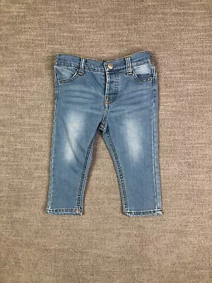 7 For All Mankind Jeans Baby Girls 18M Months Blue Denim Button Up Logo Pockets • $9.09