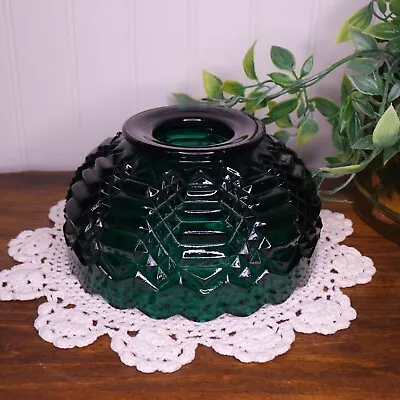 Vintage Heavy Glass Teal 3 Point Fairy Lamp Scalloped Edge Shade 6  Fitter • $30