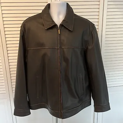 G-III G-111 APPAREL GENUINE LEATHER BOMBER JACKET COAT Size LARGE- Brown • $120