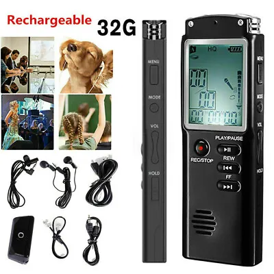 Voice Activated Mini Digital Sound Audio Recorder Dictaphone MP3 Player 32G USB • $21.87