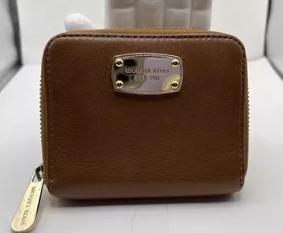 Michael Kors Jet Set Cow Leather Zip Around Clutch Card Case Wallet • $8.99