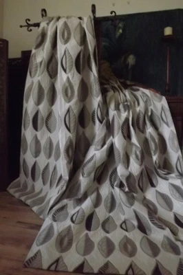 £47.99 • Buy Large Quality Curtains In Amethyst/ivory Leaf Pattern Heavy & Lined 64 W/78 L