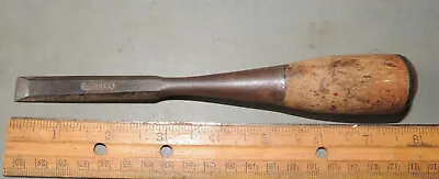 1/2  VINTAGE Stanley Wood BEVEL SOCKET Chisel W/ PAT. NUMBERS • $50