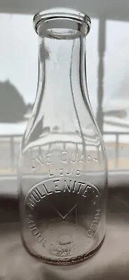 Vintage Quart Mullenite's Dairy Milk Bottle Middlebury CT Embossed • $39.99