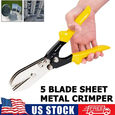 5 Blade Crimper For Stove Pipe Duct HVAC Gutter Sheet Metal Crimping Hand Tool • $31.99
