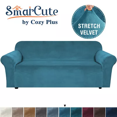 Velvet Plush Sofa Cover Stretch Couch Cover Furniture Protector For 1/2/3 Seater • $45.49