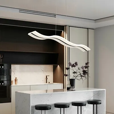 38W Modern LED Chandelier Linear Wave Ceiling Pendant Light Dimmable Remote USA • $72.90