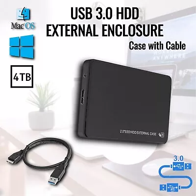 2.5  Hard Drive Enclosure SATA HDD/SSD Caddy Case To USB 3.0 PC Laptop Black • £5.55