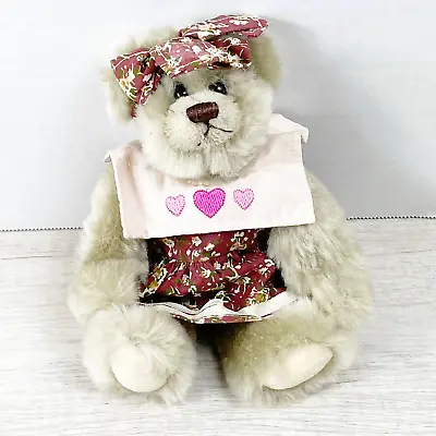 Vintage Unipak Teddy Bear Plush Stuffed Animal Floral Dress With Hearts Bow NWT • $15