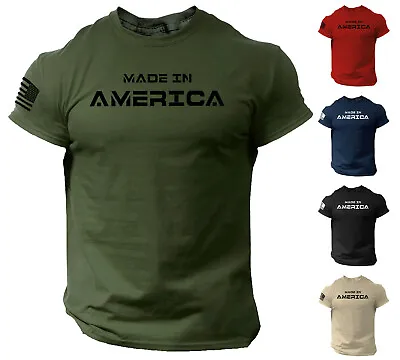 Made In America T Shirt USA Flag Military Patriotic Tee  • $13.90