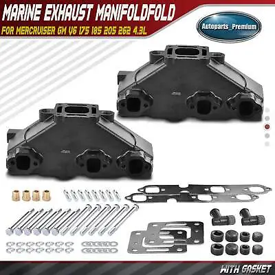 2x Marine Exhaust Manifold With Gasket For MerCruiser GM V6 175 185 205 262 4.3L • $389.99
