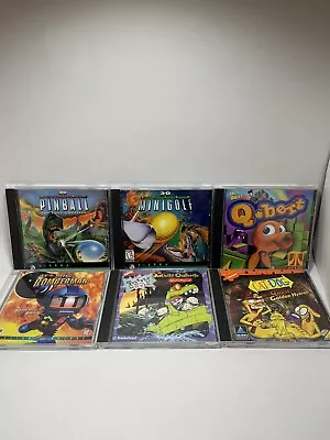 LOT OF 6 PC CD-ROM Video Games 3D Pinball Golf Qbert Bomberman Rugrats Cat Dog • $28.50