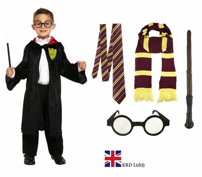 £19.49 • Buy CHILDS WIZARD COSTUME Boys Girls Book Week Fancy Dress Glasses Wand Magician UK