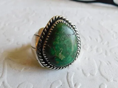 VINTAGE NAVAJO GREEN TURQUOISE OLD PAWN MONSTER SIZE 12.5 MAN'S RING - 17g • $249