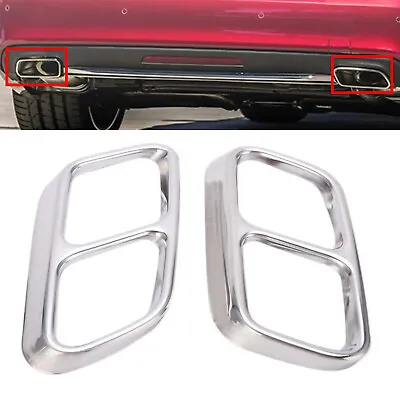 2pcs Gloss Silver Stainless Exhaust Muffler Tip Cover Fits 10-13 W212 E350 E550 • $75