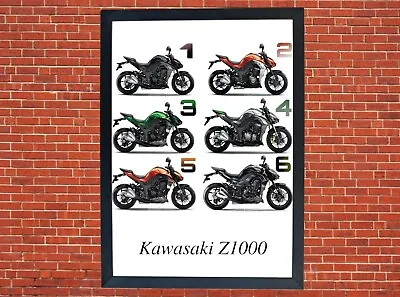 Kawasaki Z1000 Motorcycle Compilation A3 Print Poster Photographic Paper Art • £9.99