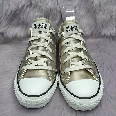 Converse Chuck Taylor All Star Leather Sneakers Women Size 6 Gold Metallic 1V642 • $34.99