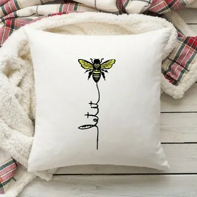 Let It Bee Cushion Cover - 40 X 40 Cm. Bee Lover's Gift. Honey Bee Bumble Bee • £6.99