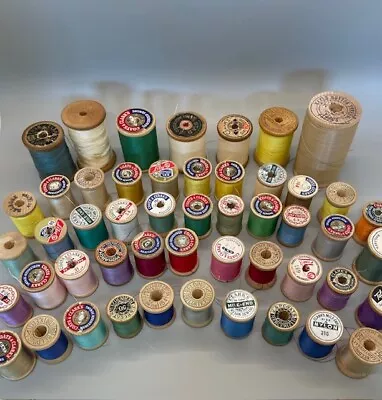 Lot Of 50 Vintage Wooden Spools With Thread • $8