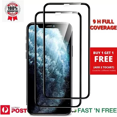 IPhone X XR XS 11 12 13 14 15 Max Full Coverage Tempered Glass Screen Protector • $7.99