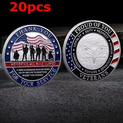 20pcs Thank You For Your Service Military Challenge Coins Veteran Coin Silver • $39.99