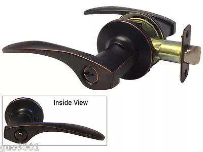 Entry Set Oil Rubbed Bronze Door Handle Keyed Entry Lever Knob Door Lock • $23.99