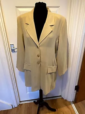 Tagg Women's Blazer Beige Size 16 Button Front Pockets Long Sleeve Casual • £9.99