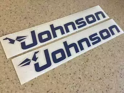 Johnson Outboard Vintage Decal Die-Cut NAVY 2-PAK FREE SHIP + FREE Fish Decal • $12