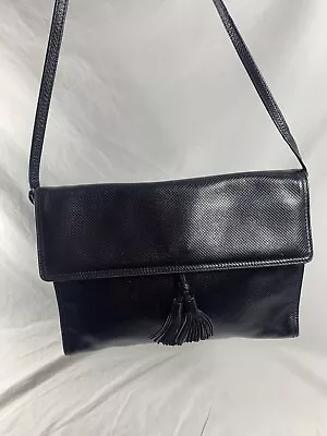 Vintage Bottega Veneta Marco Polo Black Leather Tassel Shoulder Bag Cross Body • $250