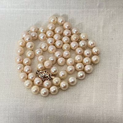 Vintage Cultured Pearl Necklace  19   With 14ct Gold Clasp • £89.99