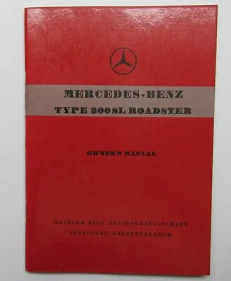 Mercedes-benz 300sl W198 Roadster Owner's Manual 100% Condition • $350