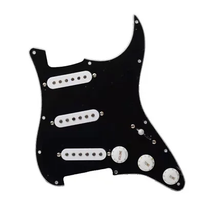 3Ply Black Loaded Pickguard SSS W/ White Pickups For Strat Guitar Prewired New   • $68.12