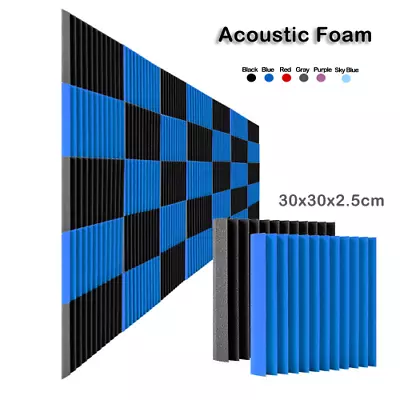 12/24Pcs 12  X12 X1  Acoust Foam Panel Studio Sound-Absorbing Foam Room Panel • £32.10