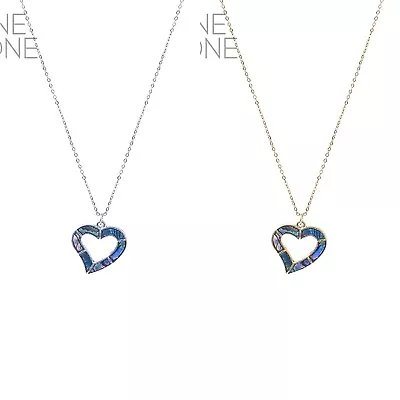 Genuine Abalone Heart Necklace In Rhodium Or Gold (0.63x0.55in) (18+3in) • $5